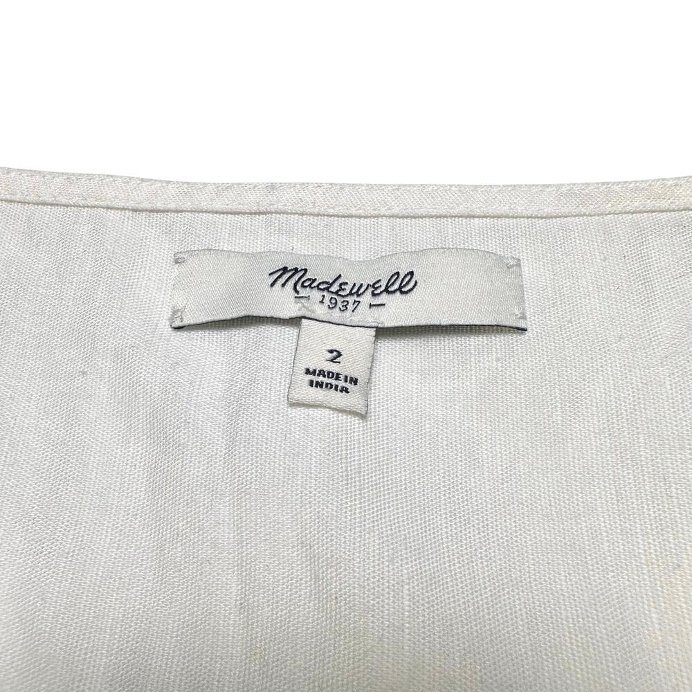 Madewell | Women | White Linen Blend Crossback Eyelet Spring Mini Dress | Size 2 - Picture 7 of 14